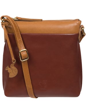 'Nikita' Conker Brown & Dark Tan Leather Cross Body Bag