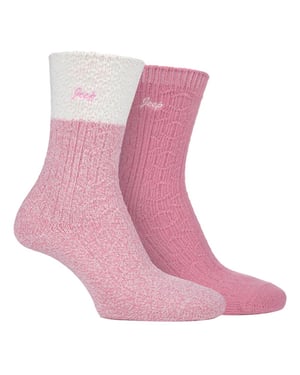Jeep - Set van 2 superzachte sokken voor wandelschoenen voor dames - Crème / Roos