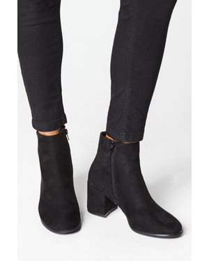 Morgan Round Toe Medium Block Heel Ankle Boots