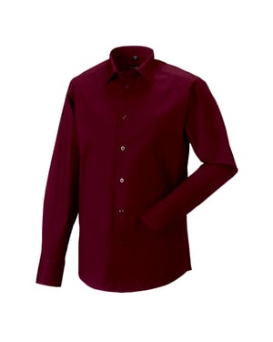 Russell Collection Mens Fitted Long-Sleeved Shirt (Port)