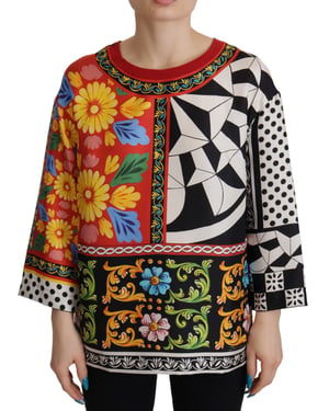 Dolce & Gabbana Multicolor Geprinte Barok Loose Lange Mouwen Damesblouse