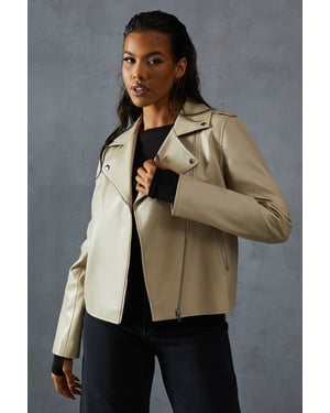 Leather Look Biker Jacket