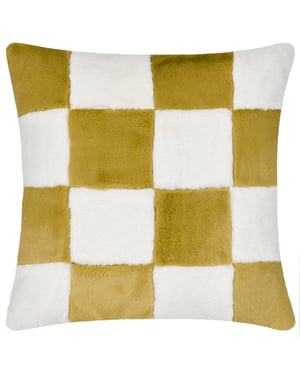 Heya Home Cozee Check Faux Fur Polyester Filled Cushion