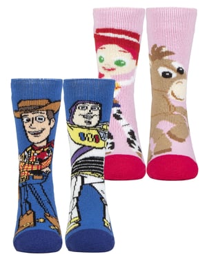2 Pair Multipack Kids Toy Story Socks | Heat Holders | Novelty Thermal Warm Funny Woody Disney Socks for Boys - Toy Story