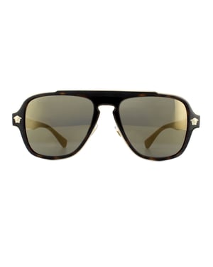 Versace Sunglasses VE2199 12524T Dark Havana Dark Grey Mirror Gold