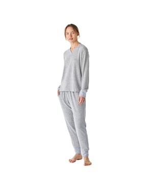JJB5 Women's Soft Knit V-Neck Long Sleeve Pajamas