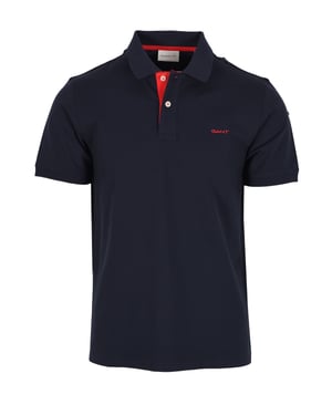 Gant Contrast Collar SS Polo Shirt Evening Blue