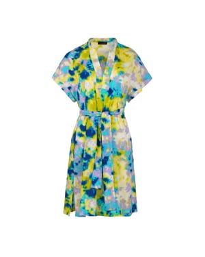 Jurk met abstracte print en splitjes