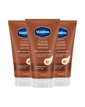 Vaseline Hand Cream Pure Cocoa Butter Hydrate 75ml, 3 Pack