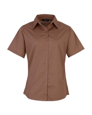 Premier Popeline blouse met korte mouwen / Gewoon werkoverhemd (Bruin)