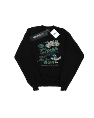 Disney Jongens Drie Kleine Varkens Wie Is Bang Van De Grote Boze Wolf Sweatshirt (Zwart)