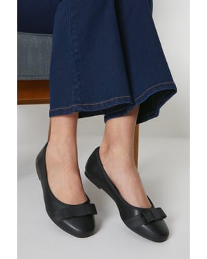 Wide Fit Paris Bow Detail Ballet Pumps