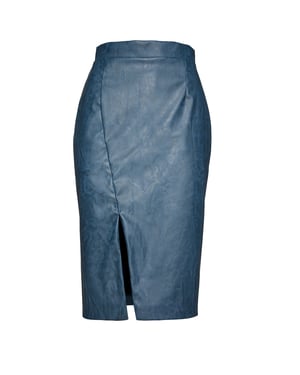Indigo kokerrok van imitatieleer