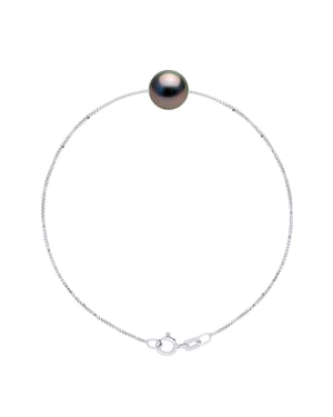 Bracelet Love Links Link Venetian of Silver 925 adorned with a Real Cultured Tahiti Pearl Round 9-10 mm