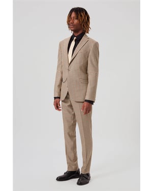 Blythe Slim Fit Beige Check Jacket