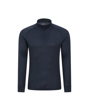 Mountain Warehouse Heren Talus Zip Neck Thermo Top met lange mouwen (Marine)