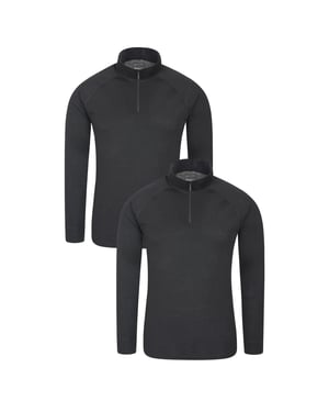 Mountain Warehouse Heren Talus Base Layer Top (Set van 2) (Zwart)