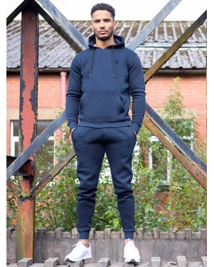 Enzo | Mens Pullover Hoodie Tracksuit Set - Navy