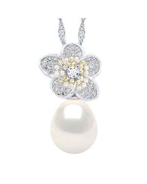 Necklace - Real Cultured Freshwater Pearl Pear 9-10 mm