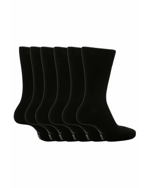 Gentle Grip - Men's Socks Bigfoot Honeycomb Top Cotton Rich Pack of 6 - SOMRJ Black