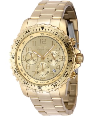 Invicta Specialty 48379 Heren Horloge - Quartz Uurwerk - Roestvrij Staal met gouden Wijzerplaat - 45mm