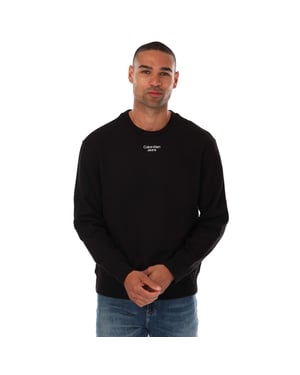 Heren Calvin Klein Jeans Relaxed Katoenen Terry Sweatshirt in Zwart
