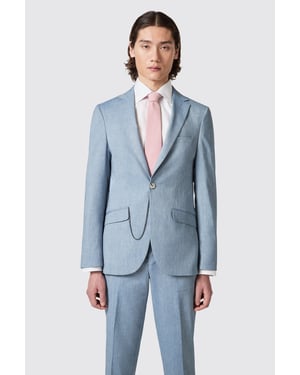 Looten Slim Fit Blue Linen Jacket