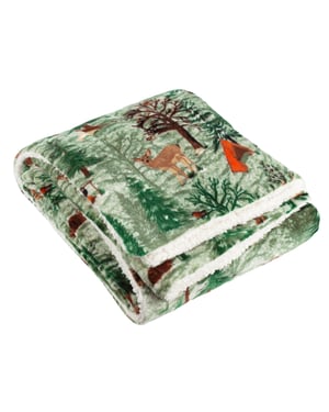 furn. Lodge Wood Sherpa Fleece Throw