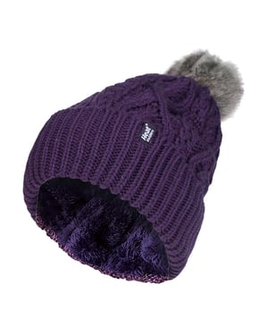 Heat Holders - Pom Pom-muts met boeien voor dames - Paars