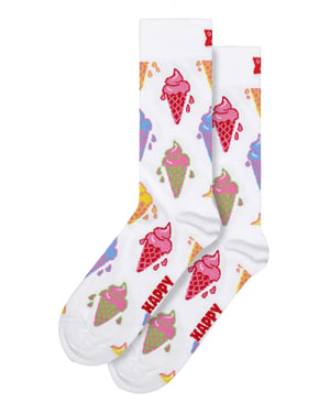 IJsroom Sokken | Happy Socks | Grappige Cadeau Sokken - Wit