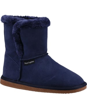 Hush Puppies Womens/Ladies Ashleigh Suede Slipper Boots (Navy)