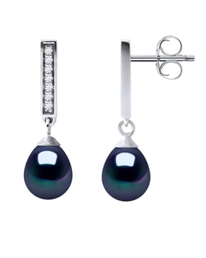 Oorbellen Dangle zoetwater parels 6-7mm Black Peren Sieraden 925