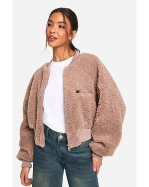 Rib Teddy Bomber Jacket
