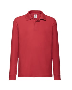 Fruit Of The Loom Kinder Polo Lange Mouwen 65/35 Piqué / Kinderpolo (Rood)