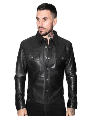 Heren retro leren overhemd jeansjack-Beijing