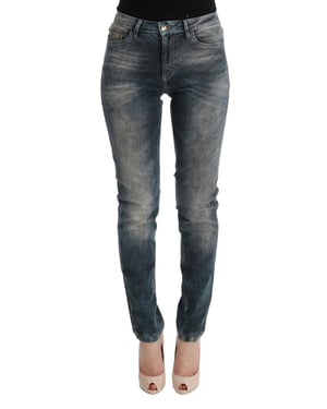 Cavalli Women's Blue Wash Cotton Blend Slim Fit Jeans