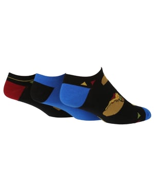 Wild Feet - 3 Pack Mens Novelty Patterned Cotton Trainer Socks