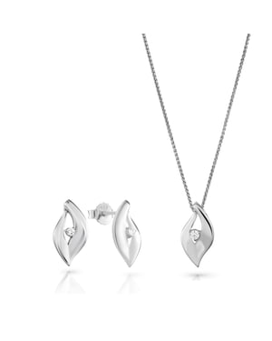 Orphelia 'Milan' Dames 925 Sterling Zilveren Set: Ketting-Pendant + Oorbellen - Zilver SET-7519