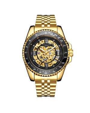 Met de hand gemonteerd, beperkt verkrijgbaar, automatisch Tachymeter Sports Gold-horloge van Anthony James
