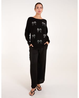 Embellished Bows Knitted Jumper