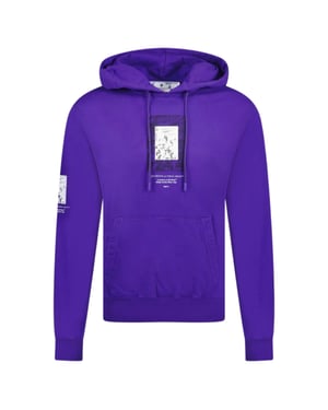 Gebroken witte verf spiegellogo slim-fit paarse hoodie