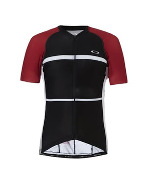 Oakley Korte Mouw Zip Up Zwart Rood Heren Fietst-shirt 434144 465