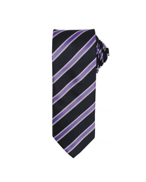 Premier Mens Waffle Stripe Formal Business Tie (Black/Rich Violet)