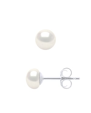 Oorbellen - Zilver 925 en Echte Gecultiveerde Zoetwaterparels Knop 5-6 mm