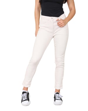 M&Co Womens High Rise Tapered Straight Leg Mom Jeans in Beige