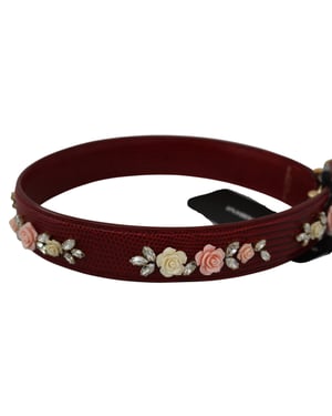 Dolce & Gabbana Vrouwen rood leer gebloemde tas accessoire schouderriem