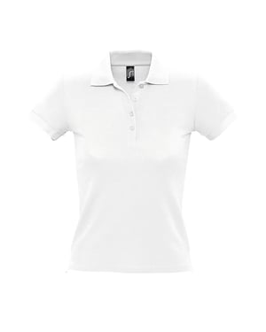 SOLS Womens/Ladies People Pique Short Sleeve Cotton Polo Shirt (White)