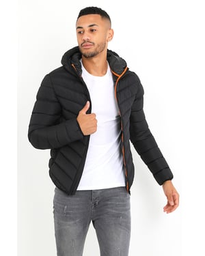 Black 'Grant' Hooded Padded Jacket