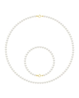 Set Necklace Bracelet består av : Halsband av äkta odlade sötvattenspärlor runda 4-5 mm