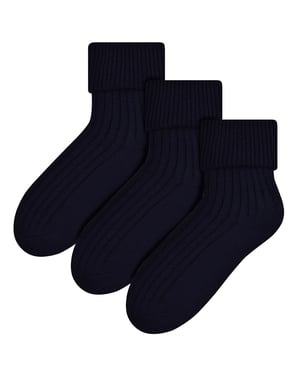 3 Pairs Womens Wool Bed Socks | Steven | Luxury Warm Lounge Sleep Socks - Black